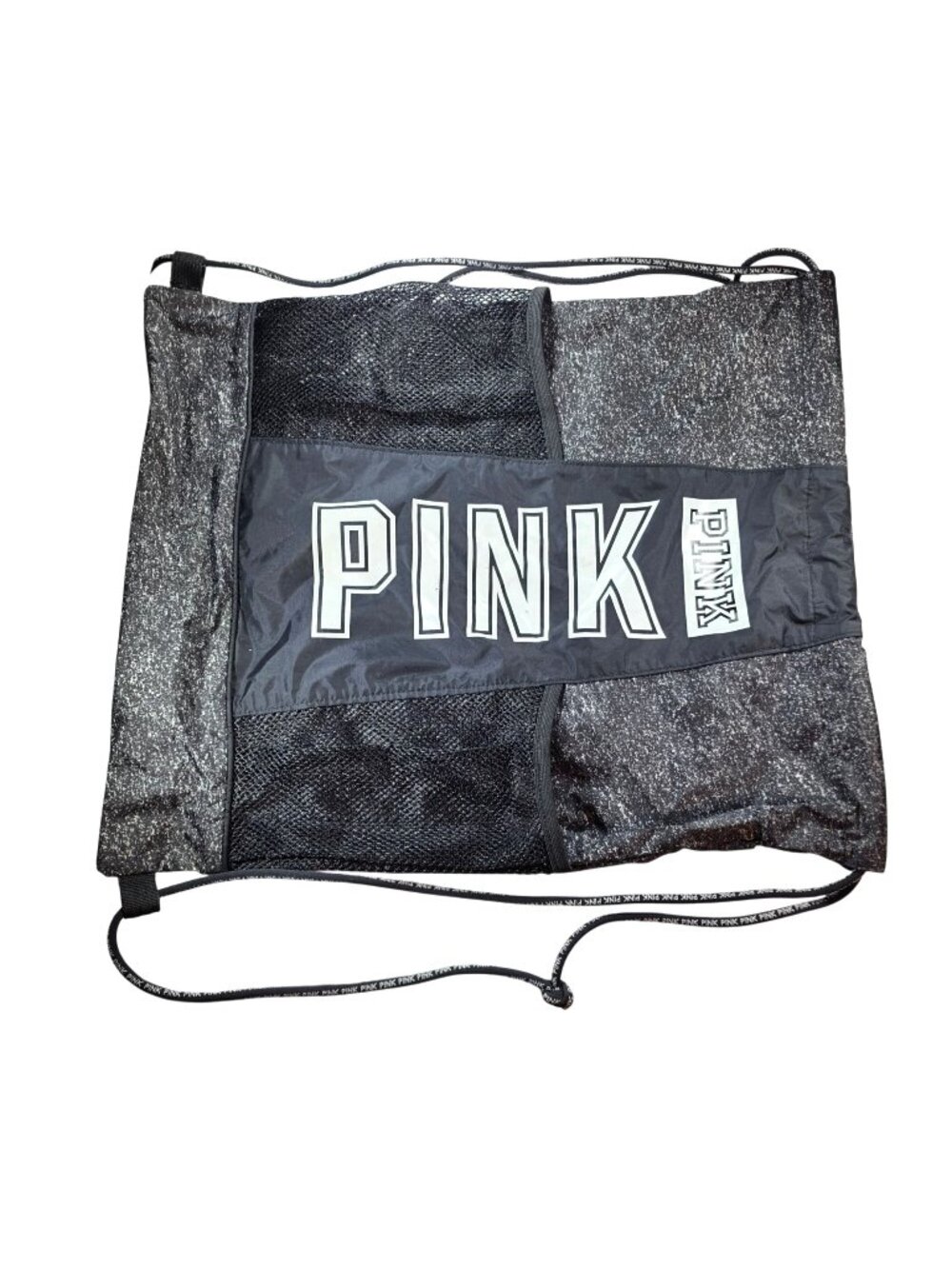 Victorias Secret Pink Drawstring Backpack Mesh Pockets Adjustable Straps